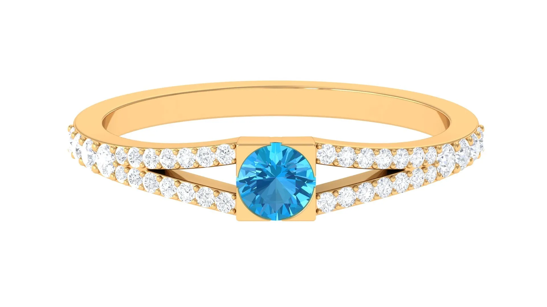 0.50 CT Swiss Blue Topaz Promise Ring with Diamond Accent