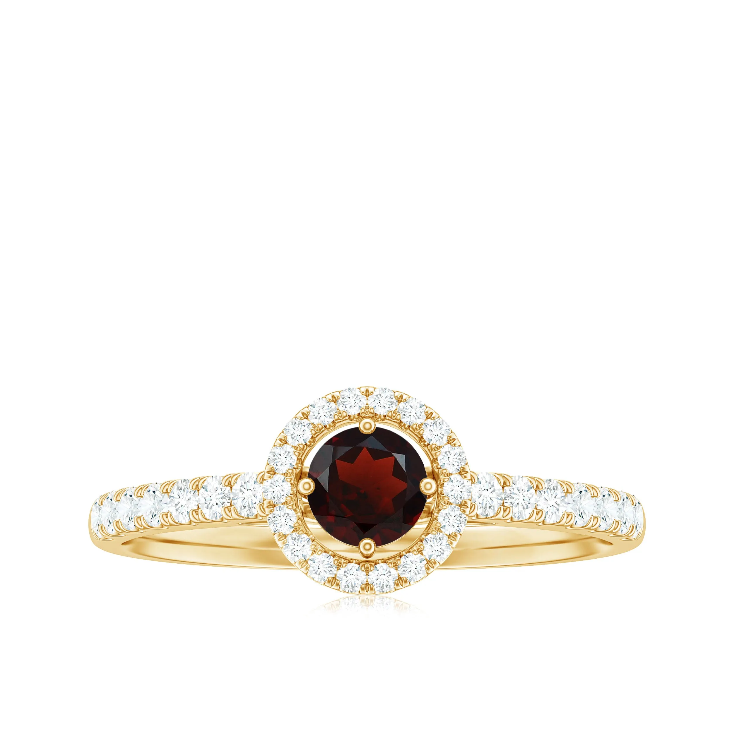 0.75 CT Garnet and Diamond Halo Engagement Ring