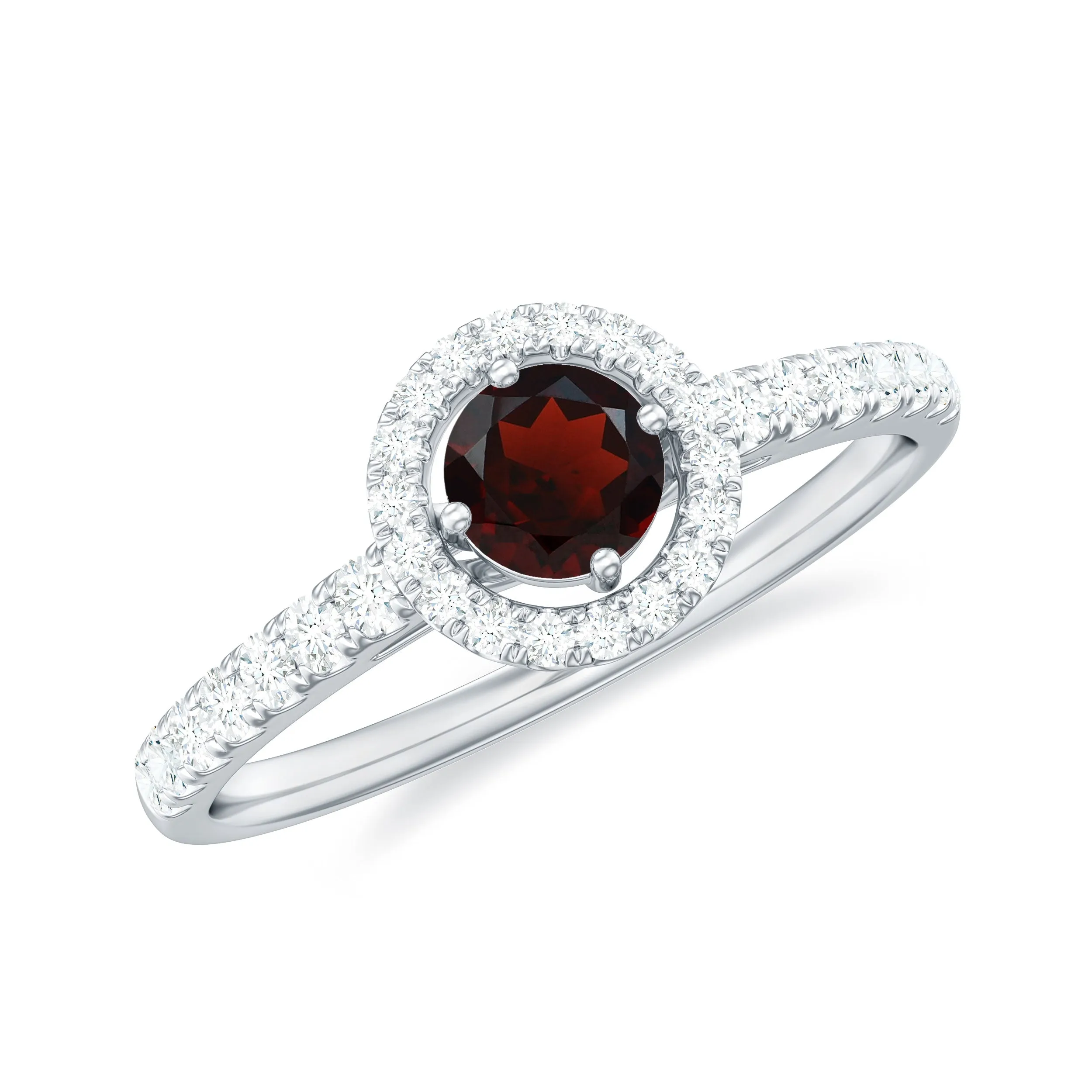 0.75 CT Garnet and Diamond Halo Engagement Ring