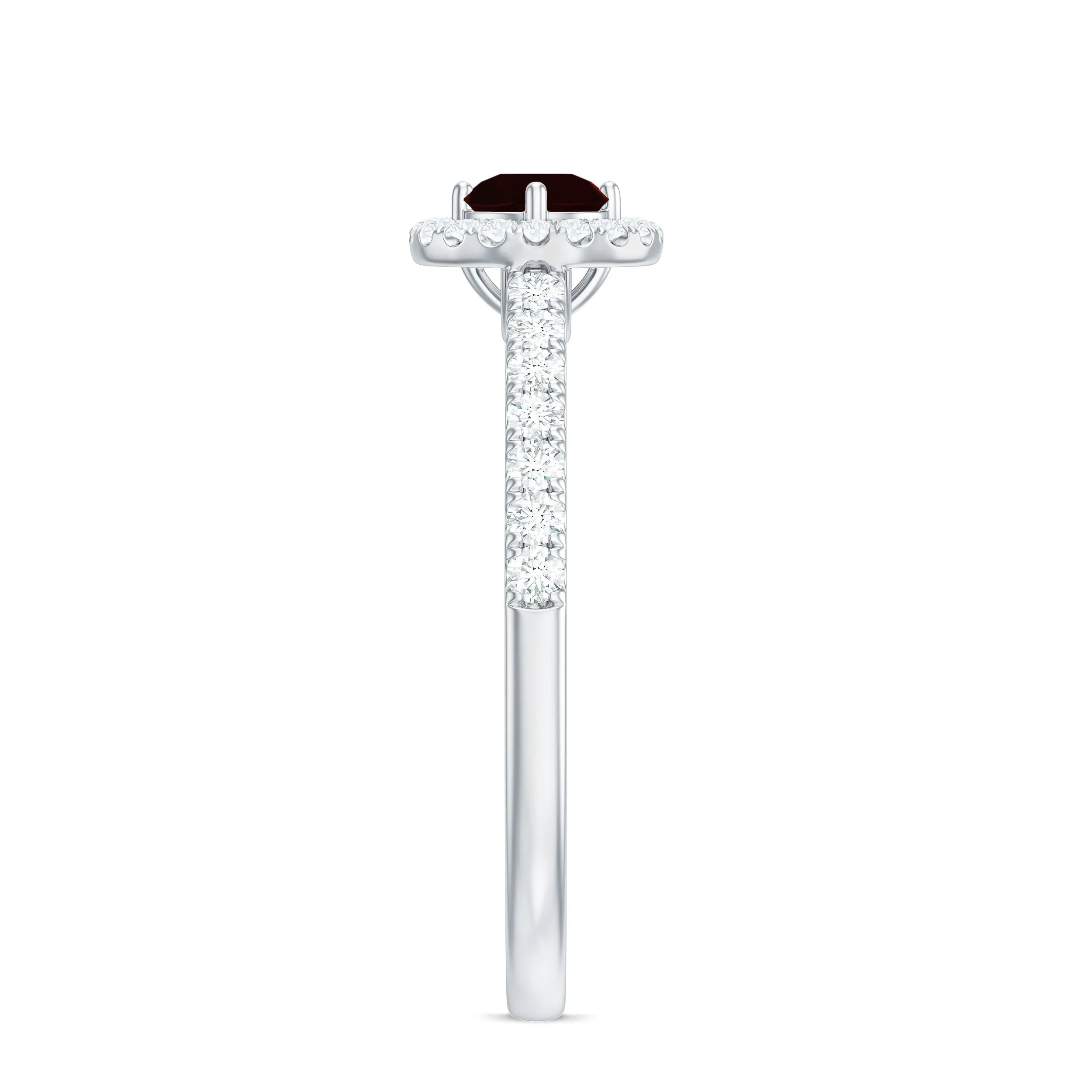 0.75 CT Garnet and Diamond Halo Engagement Ring