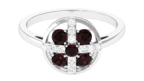 1 Carat Contemporary Garnet and Diamond Promise Ring