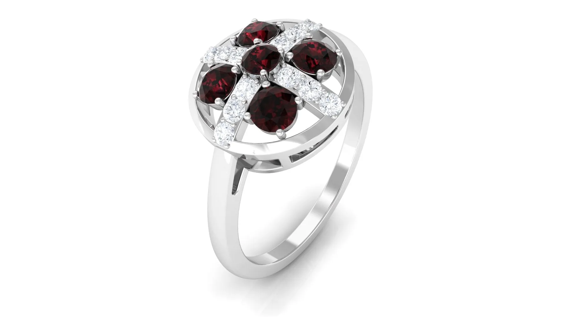 1 Carat Contemporary Garnet and Diamond Promise Ring