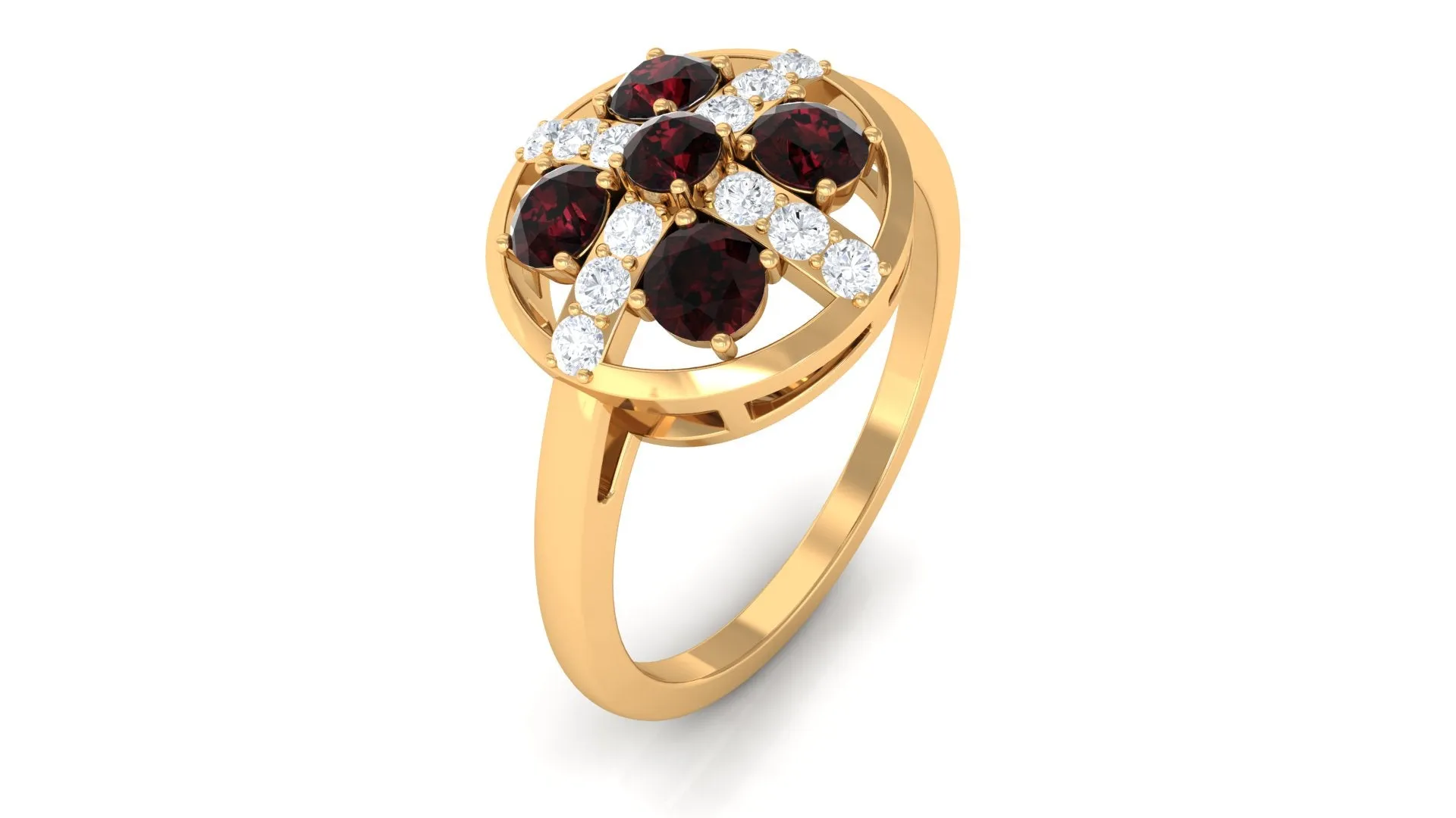 1 Carat Contemporary Garnet and Diamond Promise Ring