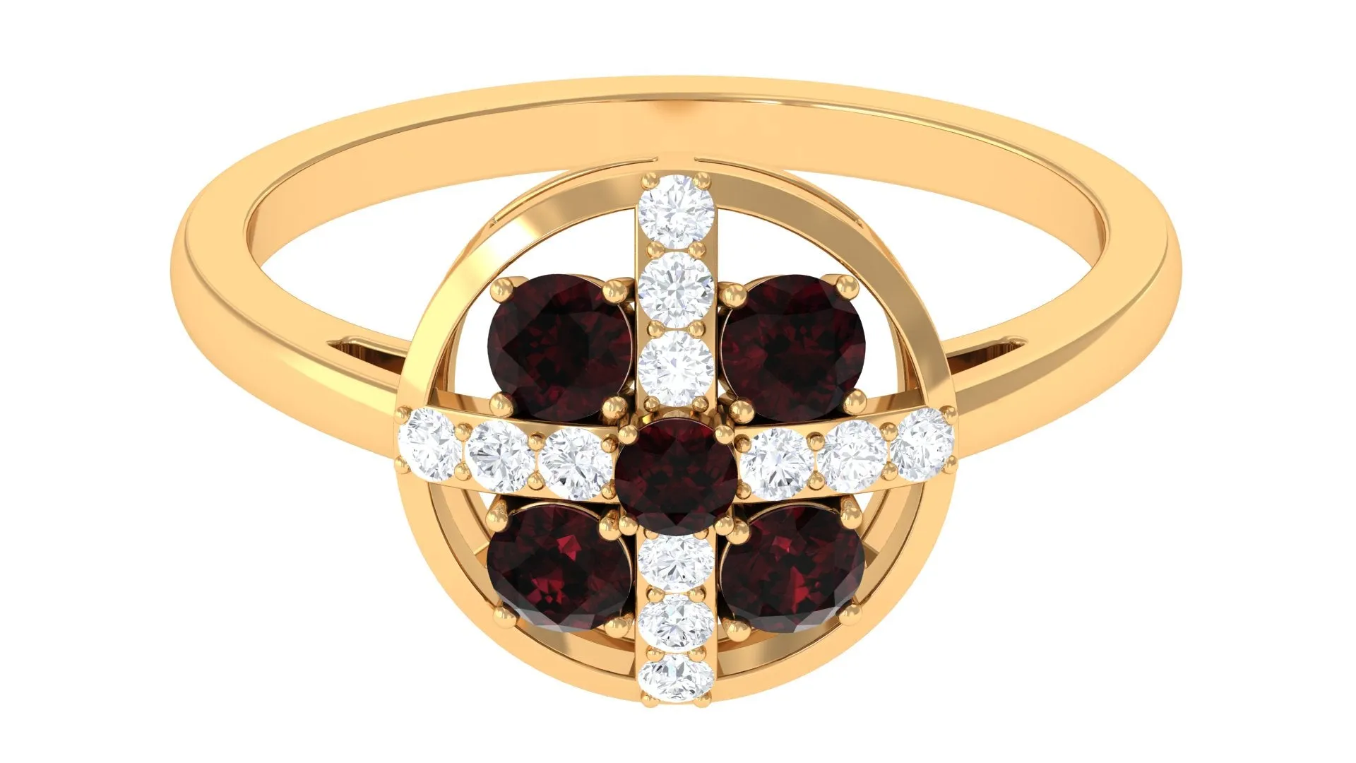 1 Carat Contemporary Garnet and Diamond Promise Ring