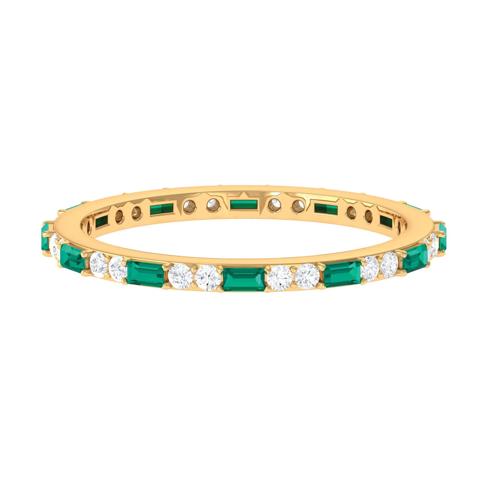 1 CT Genuine Emerald and Diamond Eternity Ring