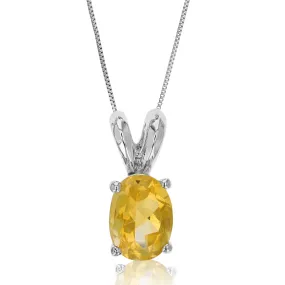 1.20 cttw Citrine Pendant Necklace .925 Sterling Silver With Rhodium 8x6 MM Oval