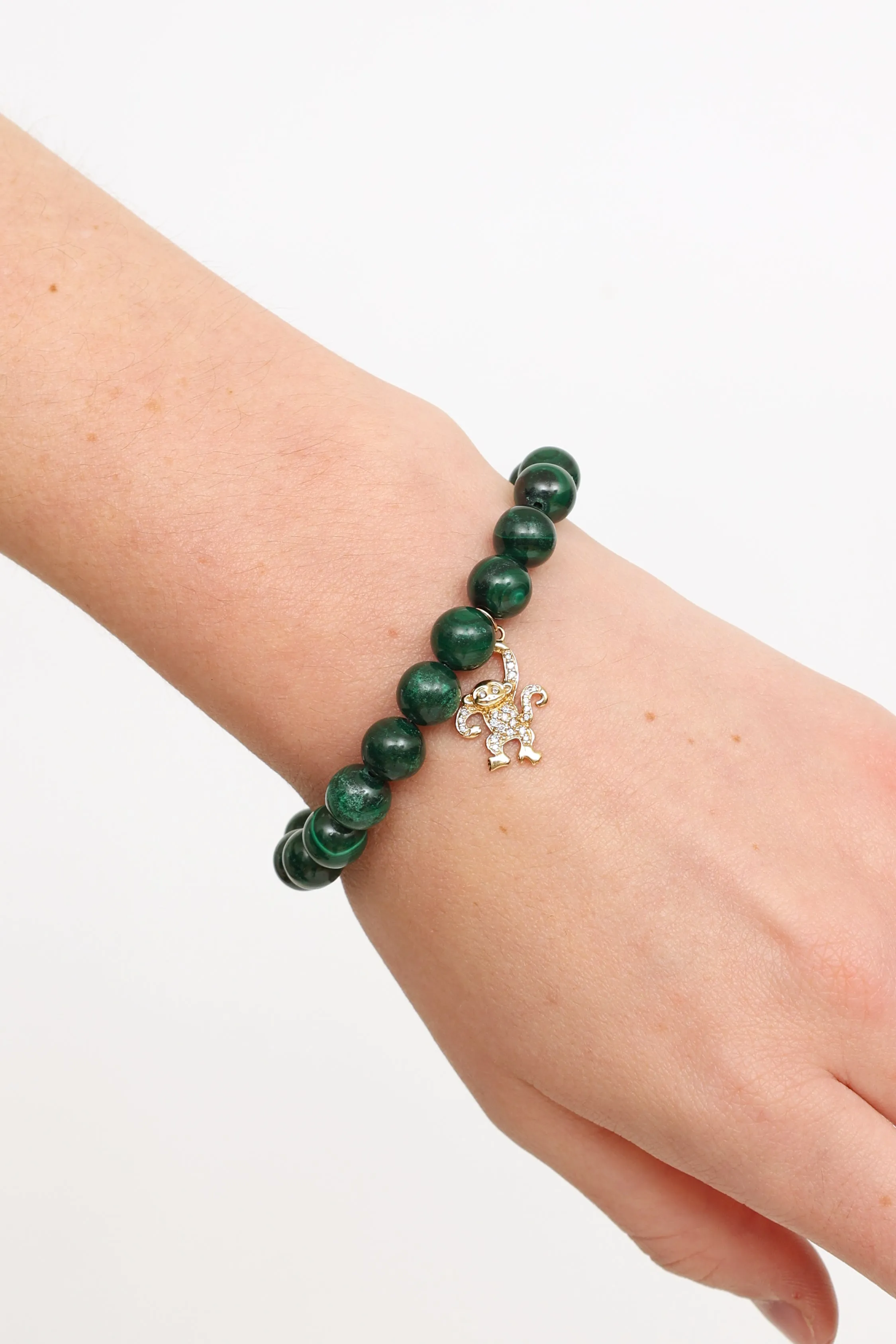 14K Gold & Diamond Malachite Bracelet