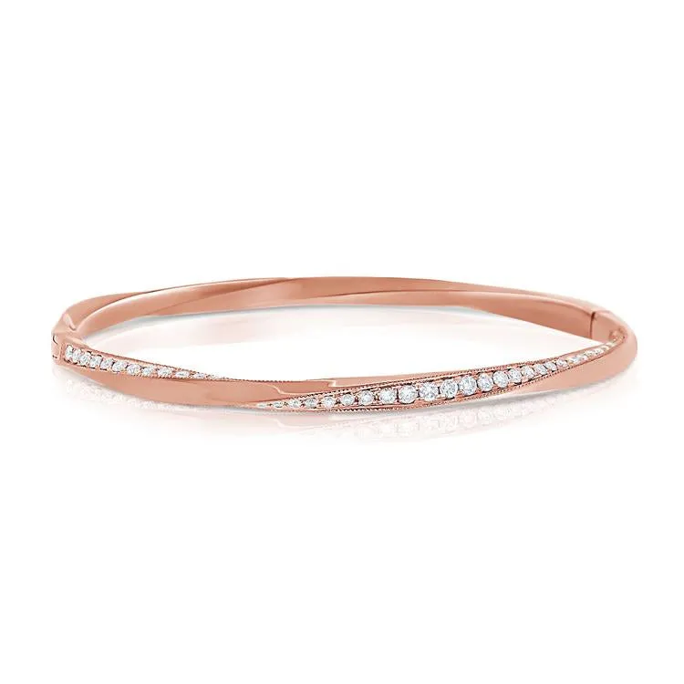 14K Rose Gold Diamond "Twist" Bangle