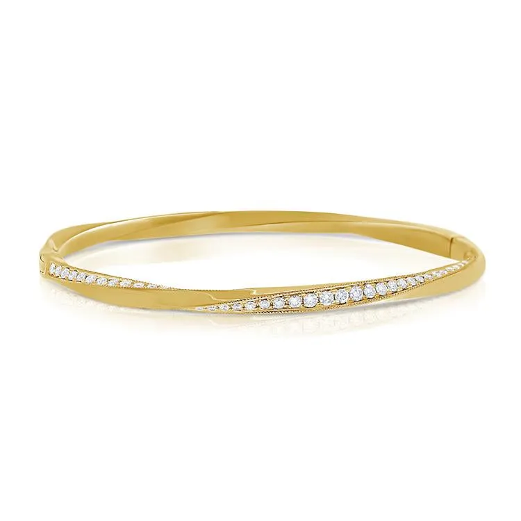 14K Rose Gold Diamond "Twist" Bangle