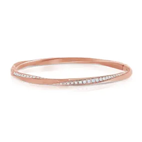 14K Rose Gold Diamond "Twist" Bangle