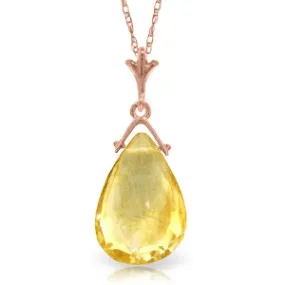 14K Solid Rose Gold Briolette Citrine Necklace Gemstone Series