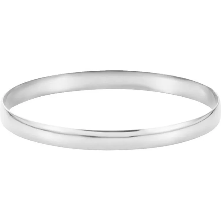 14K White 6 mm Half Round Bangle 7 3/4" Bracelet