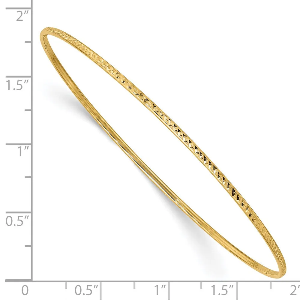 14k Yellow Gold 1.5mm Diamond Cut Slip-on Bangle Bracelet, 8 Inches