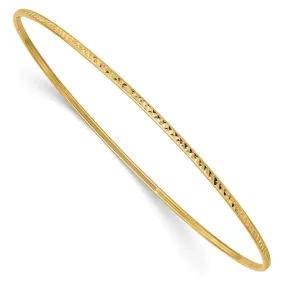 14k Yellow Gold 1.5mm Diamond Cut Slip-on Bangle Bracelet, 8 Inches