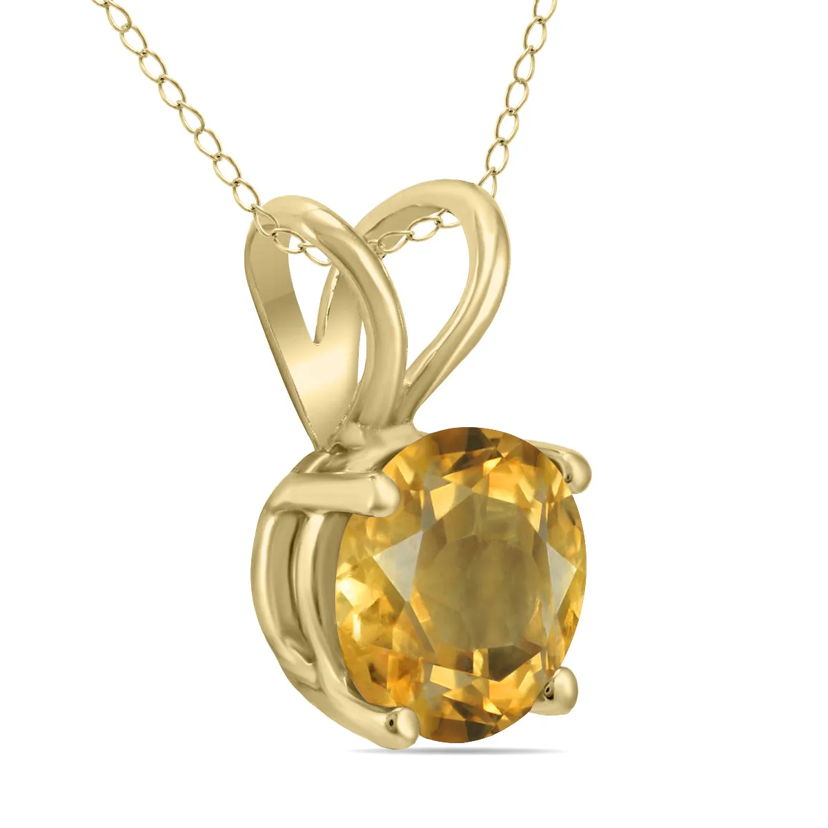 14K Yellow Gold 6Mm Round Citrine Pendant