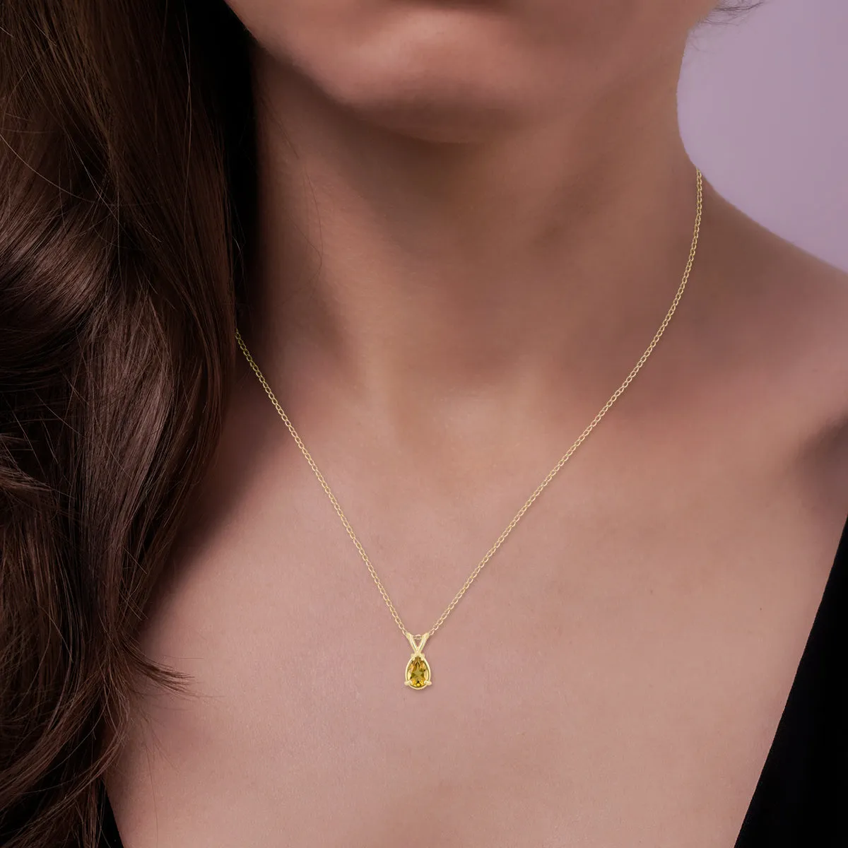 14K Yellow Gold 6X4Mm Pear Citrine Pendant