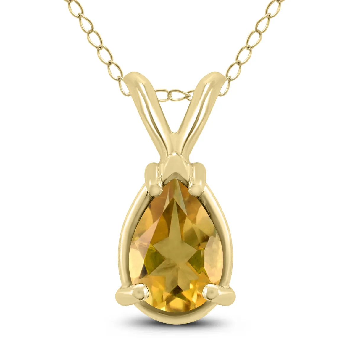 14K Yellow Gold 6X4Mm Pear Citrine Pendant