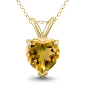 14K Yellow Gold 7Mm Heart Citrine Pendant