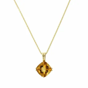 14K Yellow Gold Cushion Citrine Pendant