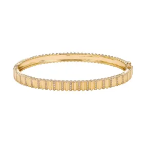 14K Yellow Gold Diamond Pleated Bangle