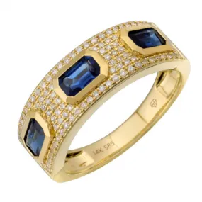 14k Yellow Gold Sapphire Diamond Ring