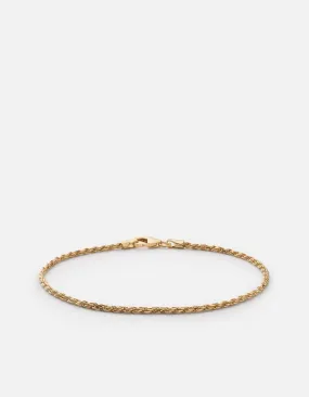 1.8mm Rope Chain Bracelet, Gold Vermeil