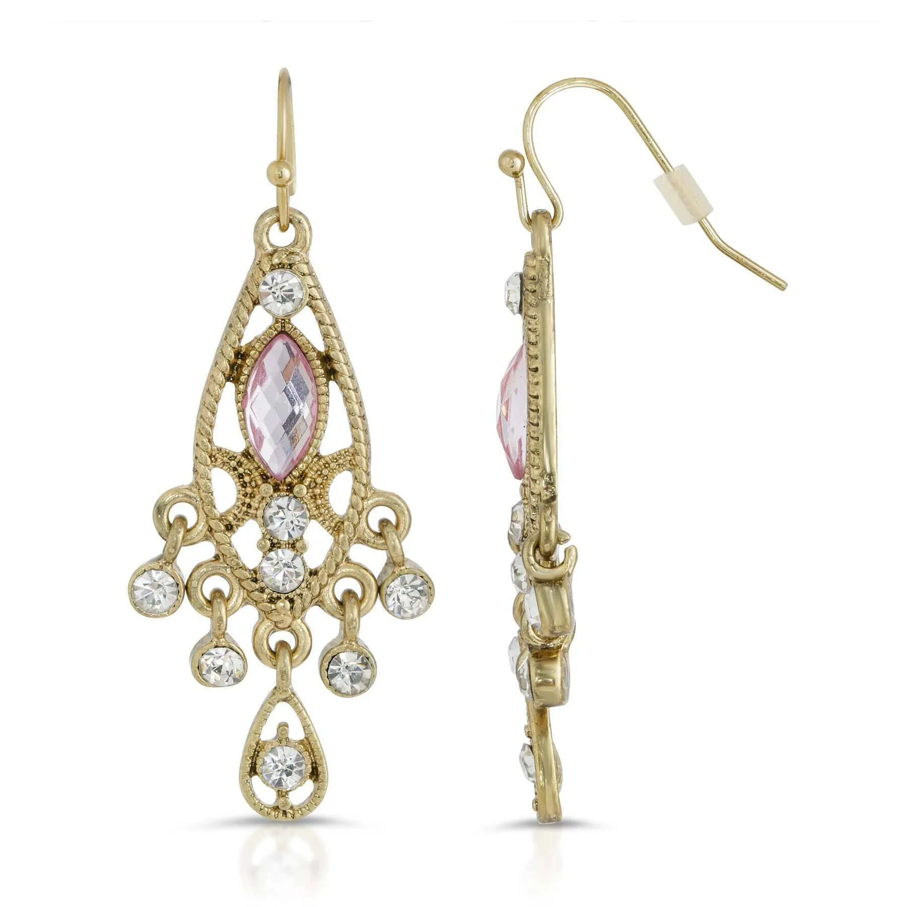 1928 Jewelry Teardrop Filigree Crystal Chandelier Earrings