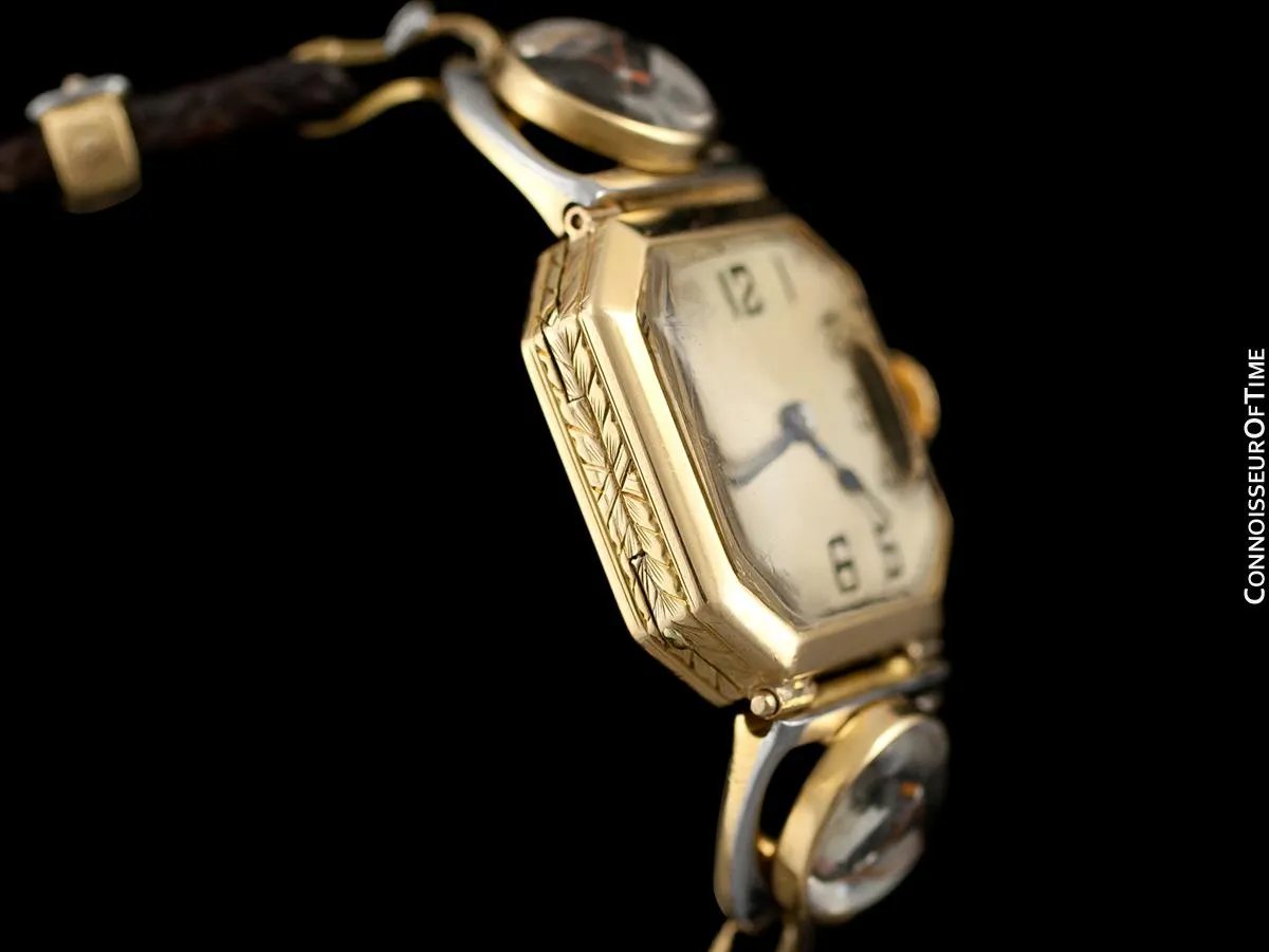 1939 IWC Most Likely for Tiffany & Co. Vintage Ladies Equestrian Horse Watch - 18K Gold, Platinum & Essex Crystal