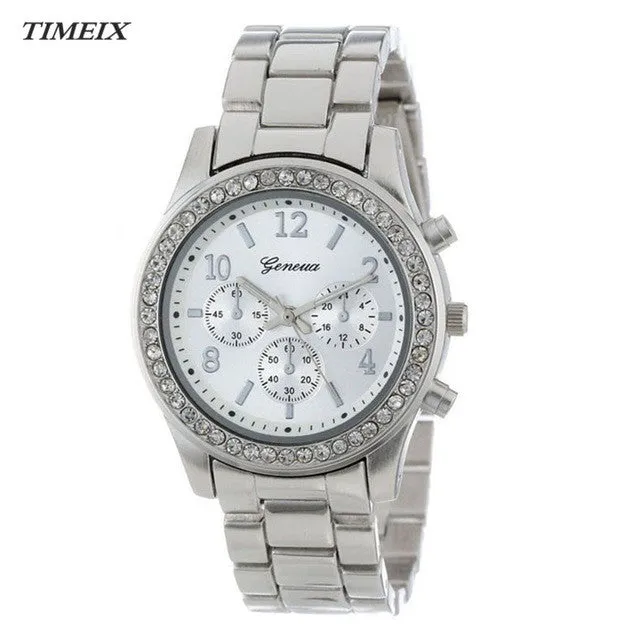 2017 Faux Stylish Chronograph Quartz Plated Classic Round Ladies Women Crystals Watch Hot Sale Free Shipping,Nov 6