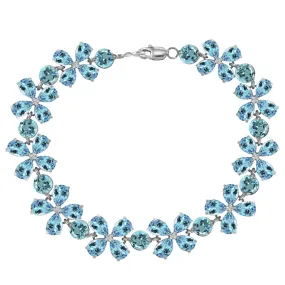 20.7 Carat 14K Solid White Gold Bracelets Natural Blue Topaz