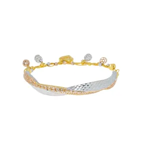 22K Multi-Tone Gold Adjustable Bangle Bracelet (12.5gm)