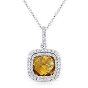 2.39ct Citrine 16"Pendant Necklace in 14K White Gold