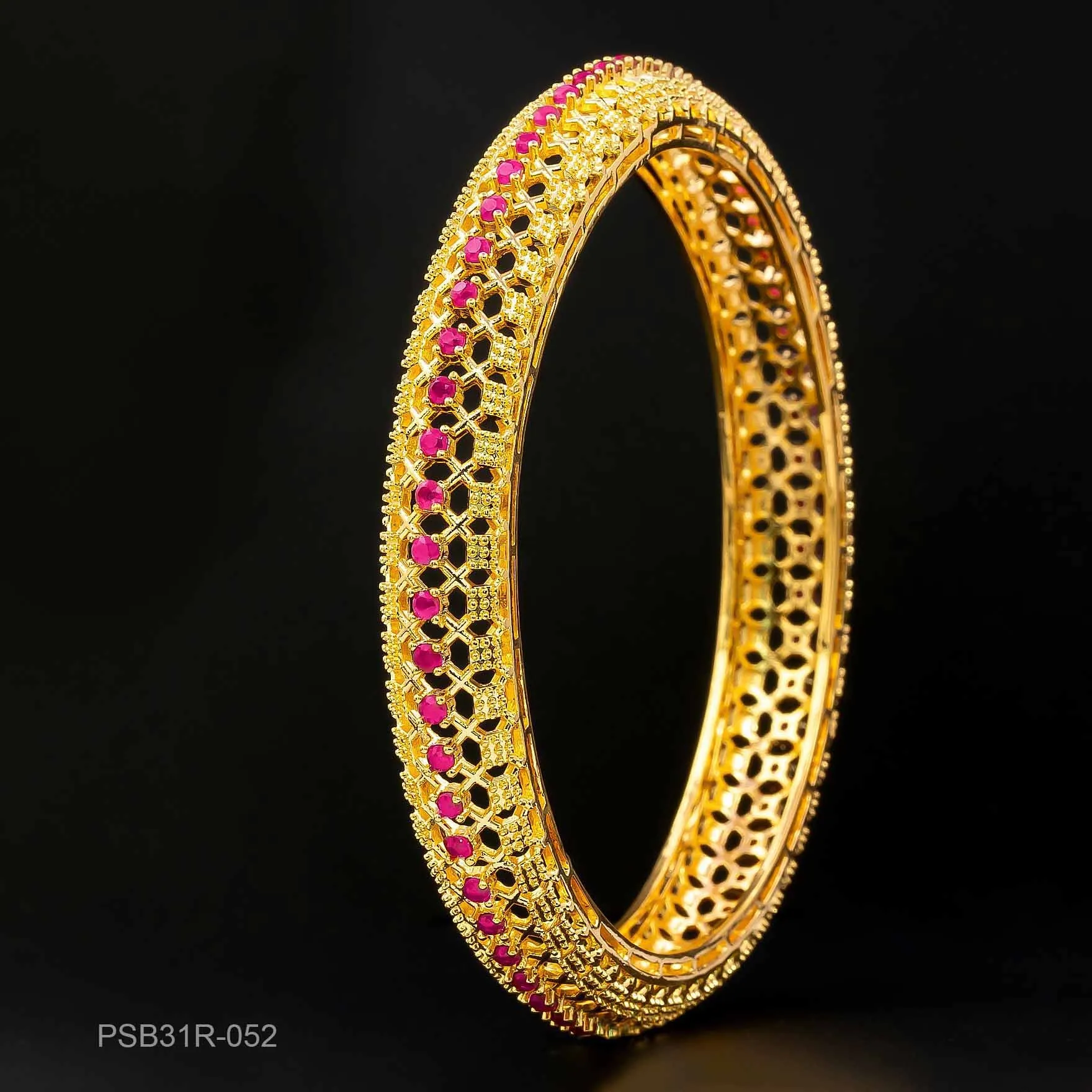 24ct Heavy Gold Plated Stone Bangle PSB31R-052