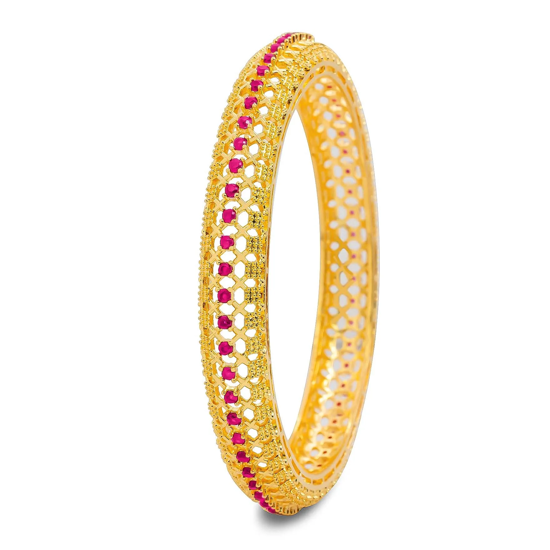 24ct Heavy Gold Plated Stone Bangle PSB31R-052