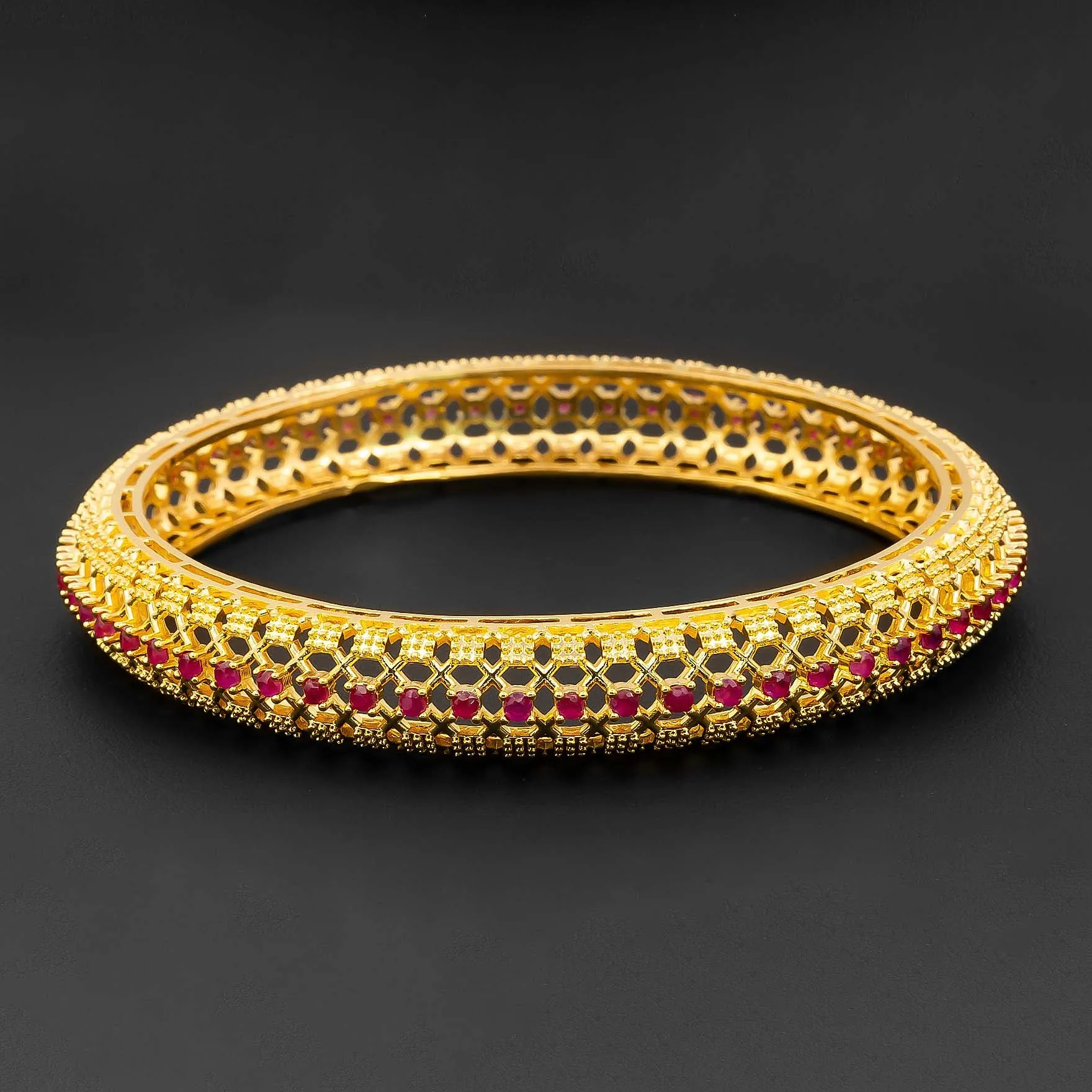 24ct Heavy Gold Plated Stone Bangle PSB31R-052