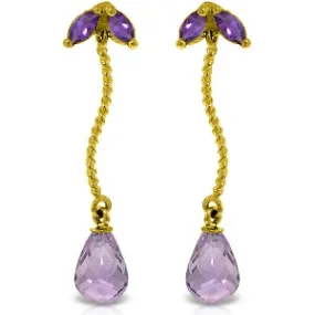 3.4 Carat 14K Solid Yellow Gold Breeze Amethyst Earrings