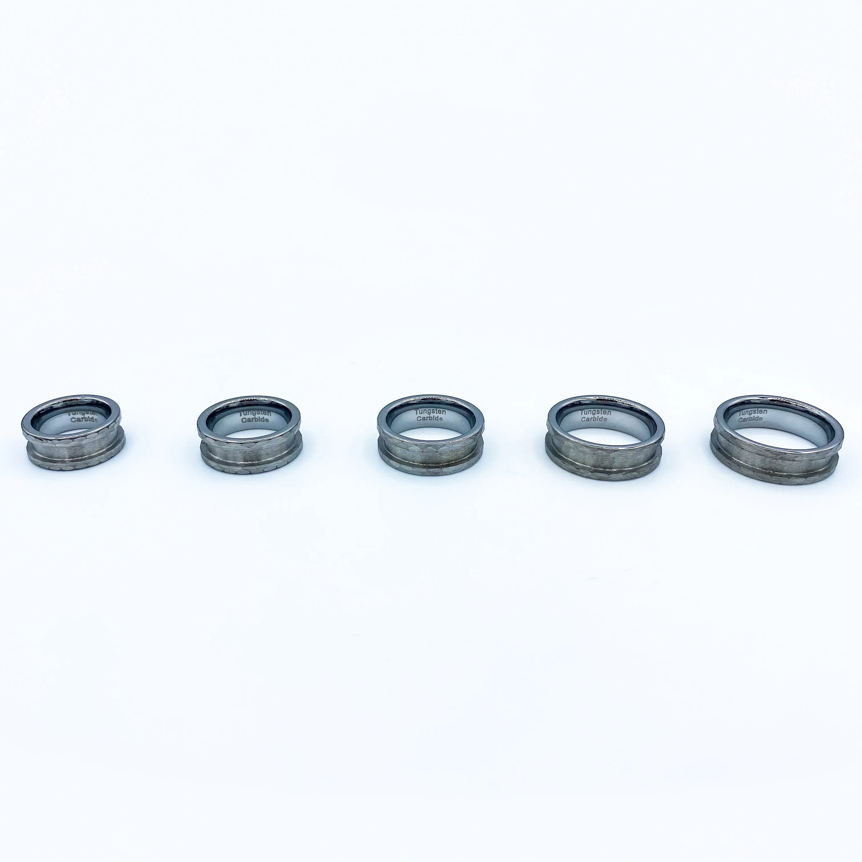 5 Pack - Hammered Tungsten Ring Blank