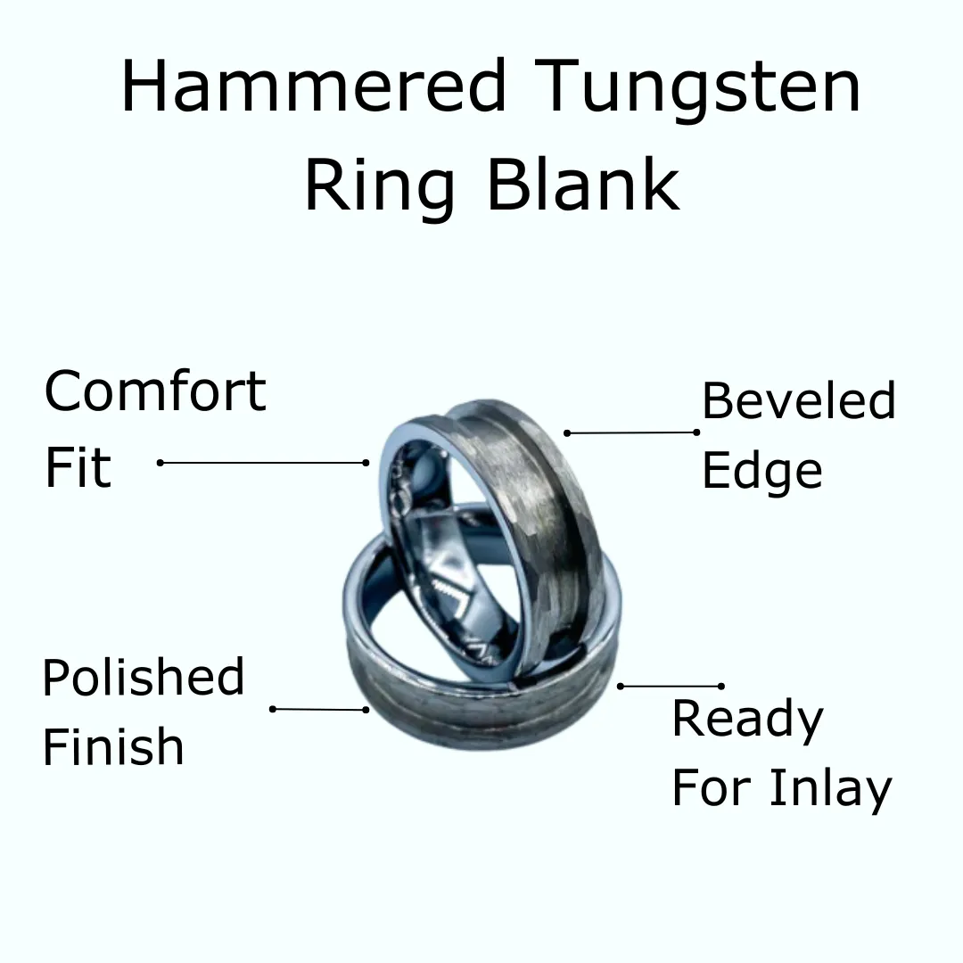 5 Pack - Hammered Tungsten Ring Blank