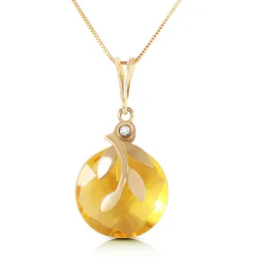 5.32 Carat 14K Solid Yellow Gold Necklace Checkerboard Cut Citrine Diamond