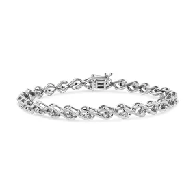 .925 Sterling Silver 1/10 Cttw Round-Cut Diamond Link Bracelet (I-J Color, I3 Promo Clarity) - 7.25"