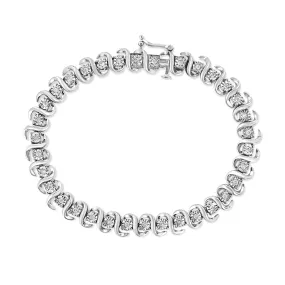 .925 Sterling Silver 1/2 Cttw Round-Cut Diamond Miracle Set "S" Link Bracelet - Size 7.50" - (I-J Color, I2-I3 Clarity)