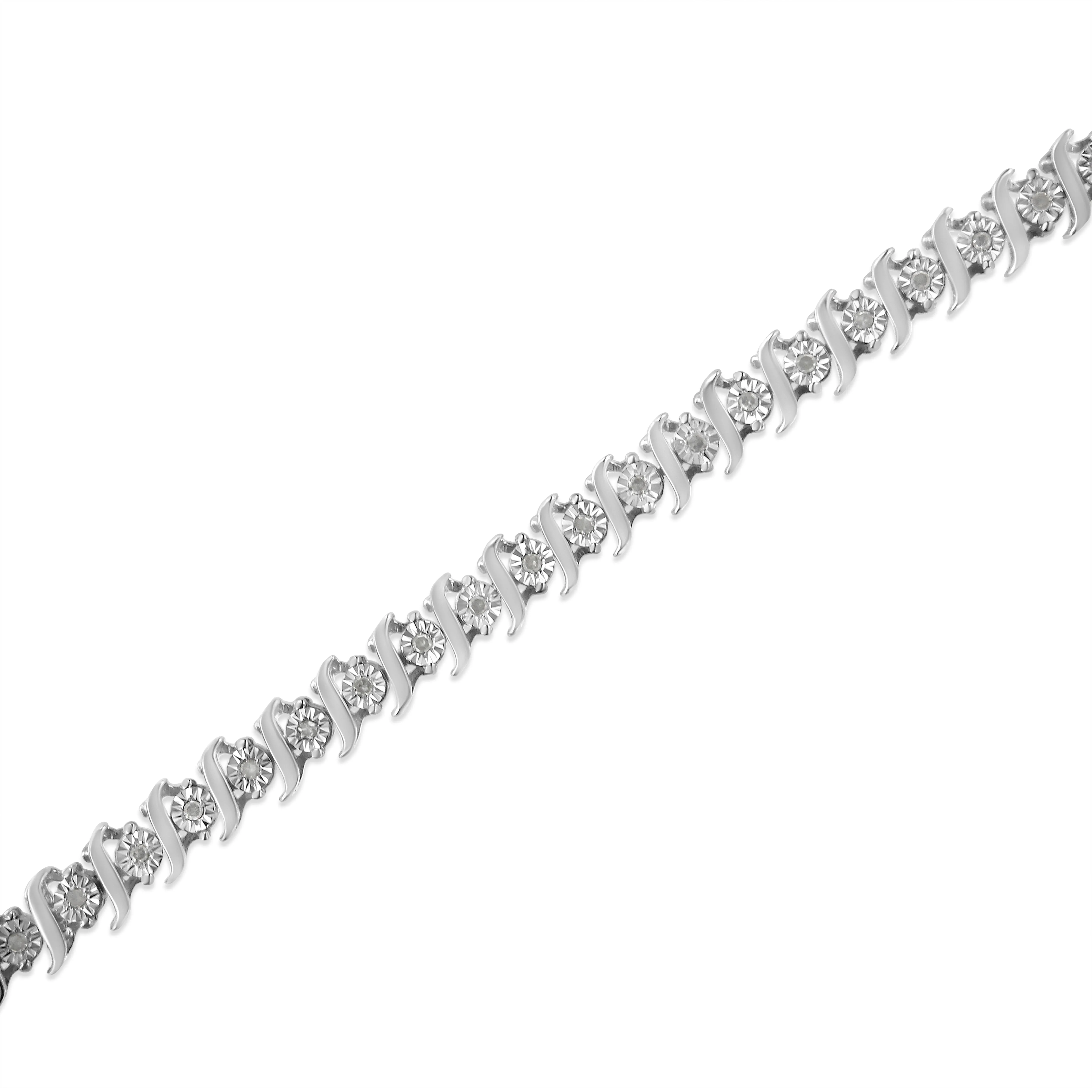 .925 Sterling Silver 1/4 Cttw Diamond Miracle-Set "S" Link Tennis Bracelet