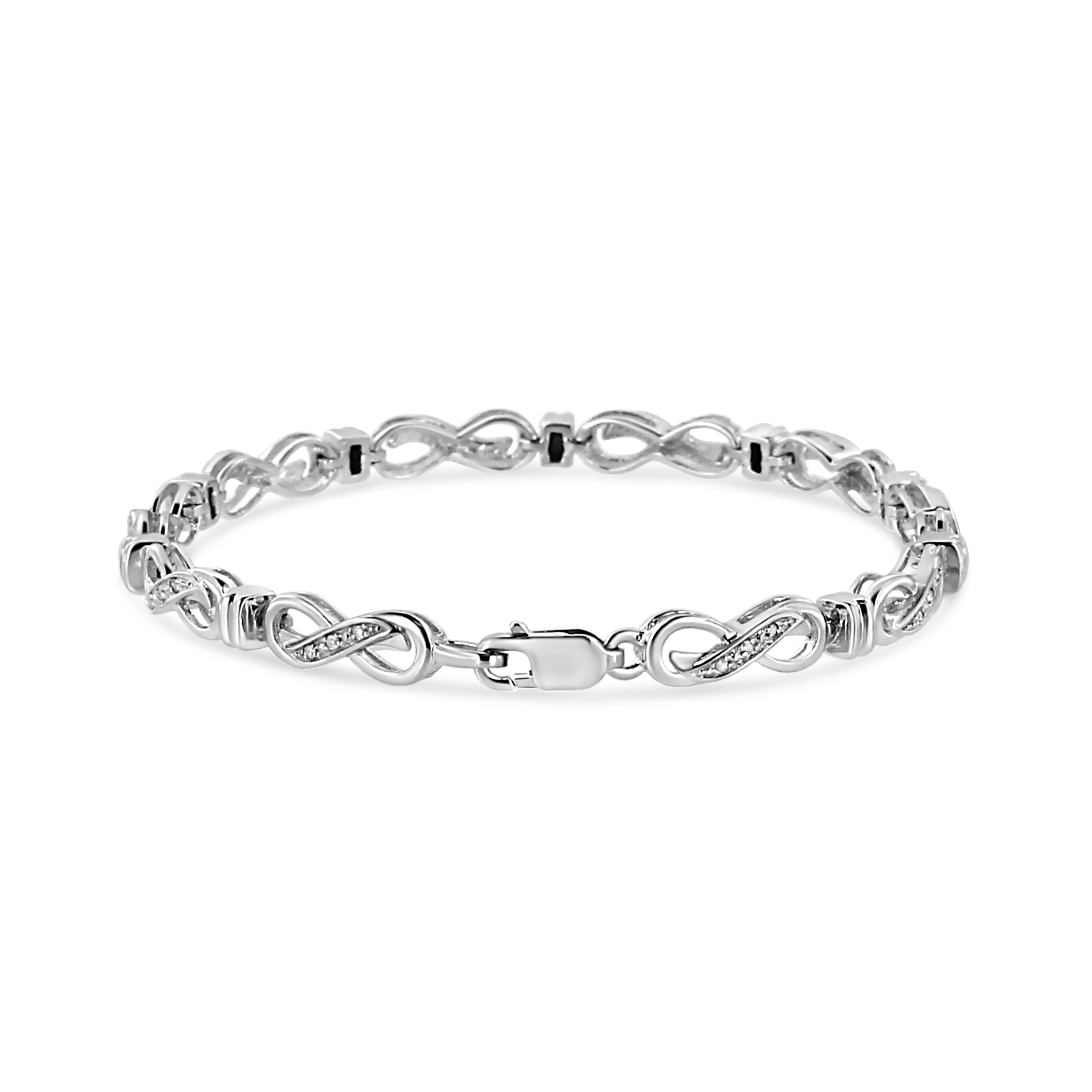 .925 Sterling Silver 1/6 Cttw Diamond Accent Infinity Link Bracelet