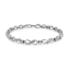 .925 Sterling Silver 1/6 Cttw Diamond Accent Infinity Link Bracelet