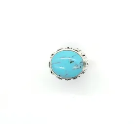 925 Sterling Silver Turquoise Oval Weave Dome Ring