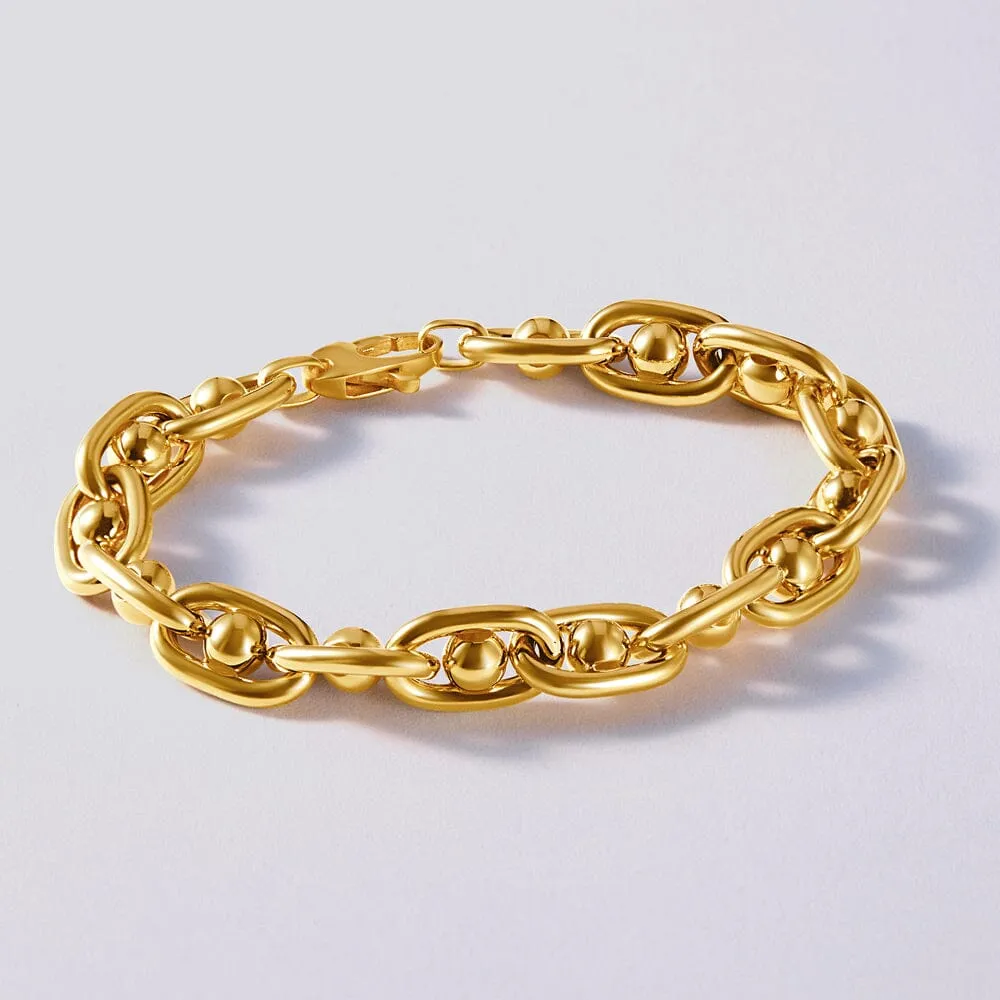 9ct Bonded Gold Beaded Rolo Bracelet