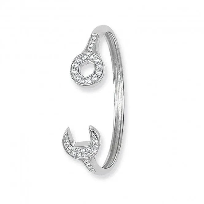 Acotis Silver Babies Oval Zirconia Bangle G4105