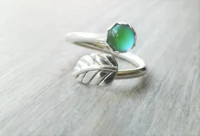 Adjustable Sterling Silver Leaf Mood Ring