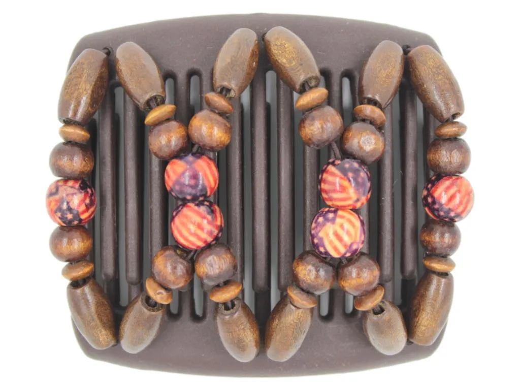 African Butterfly Chameleon Hair Comb - Beada Brown 34