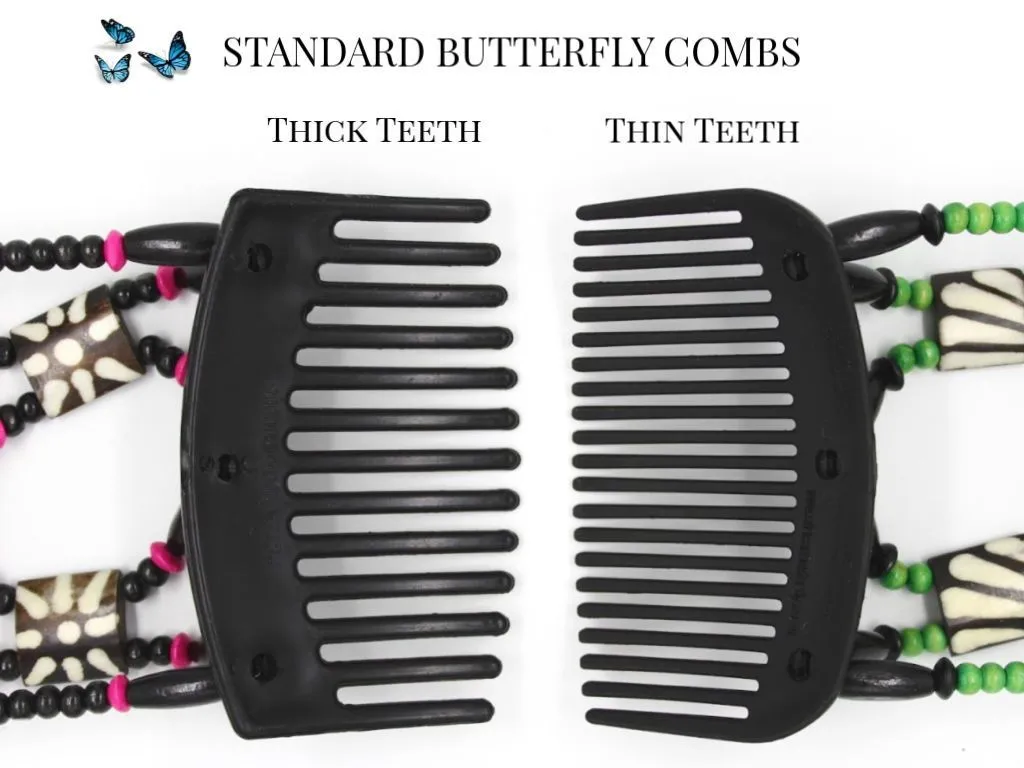 African Butterfly Hair Comb - Dalena Black Pearl 17